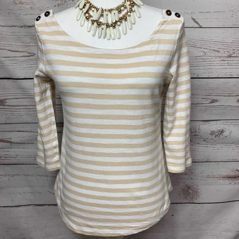 NWOT Banana Repulic Striped Top Shoulder Button